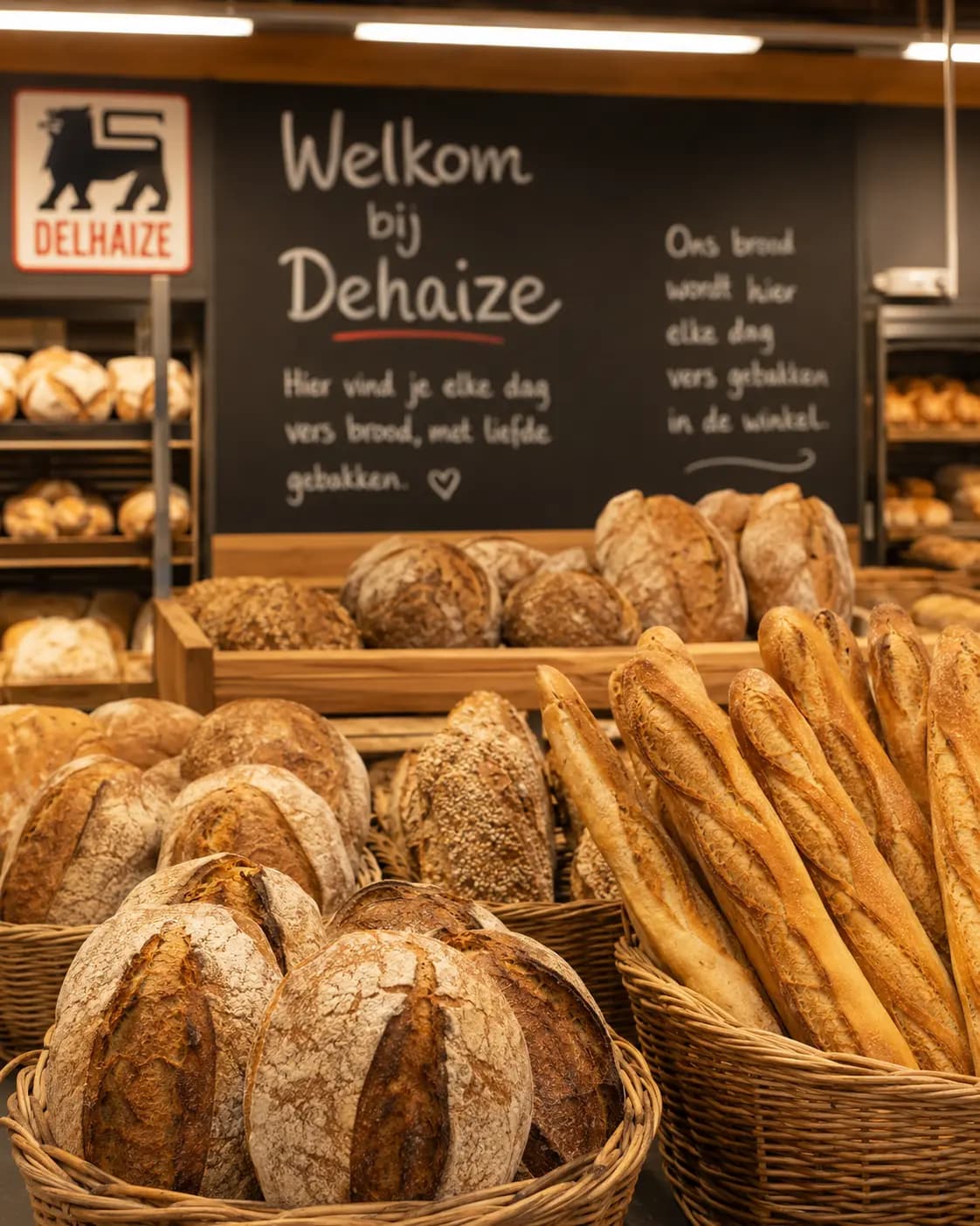 Bakkerijtoog van Delhaize Reet 's ochtends