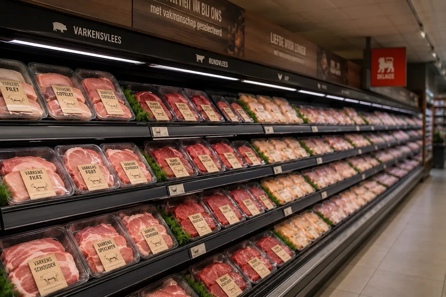 Beenhouwerij-toog van Delhaize Reet